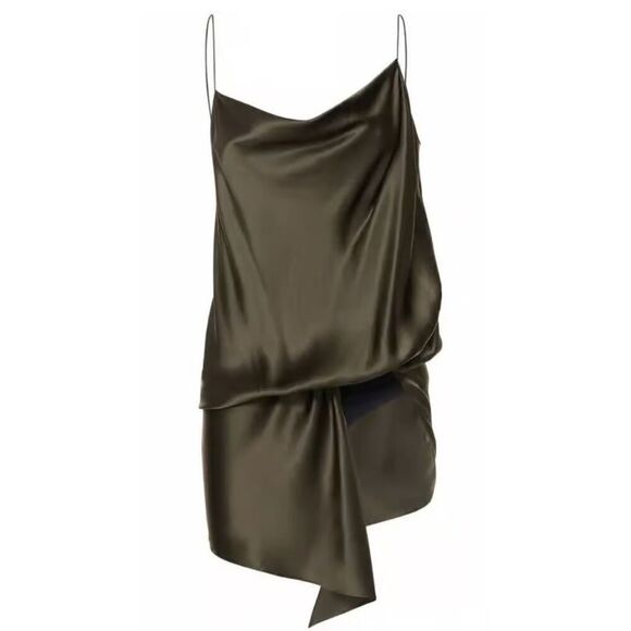 CHRISTOPHER ESBER Verdant Falls Draped Silk Satin Bodysuit in Seaweed NWT Size 8 - Picture 1 of 13